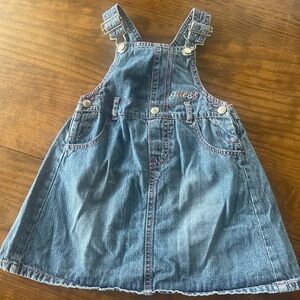 Guess Denim Overall Dress in Blue with Pink Stitching, Girl’s 3T Summer Casual